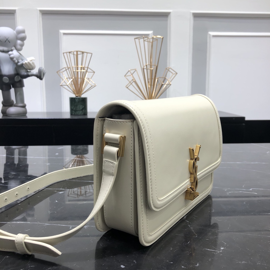 Saint Laurent Solferino Box Medium Calfskin Handbag Shoulder Bag White 634305 